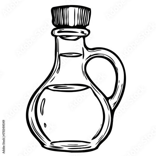 Glass bottle of massage oil with a cork stopper  