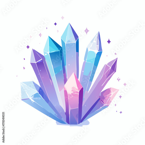 Vibrant crystal cluster illustration for decorative design and artistic purposes