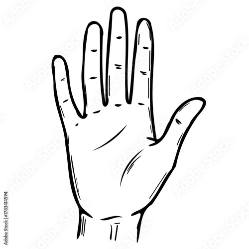 Open hand illustration in a simple line drawing style  