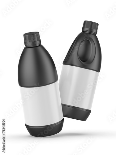 Round HDPE side handle Jerrycan for water, oil, milk and chemical storage on white background for branding and mock up design, 3d  illustration.