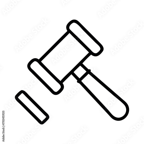 Simple line art illustration of a judge s gavel and sounding block
