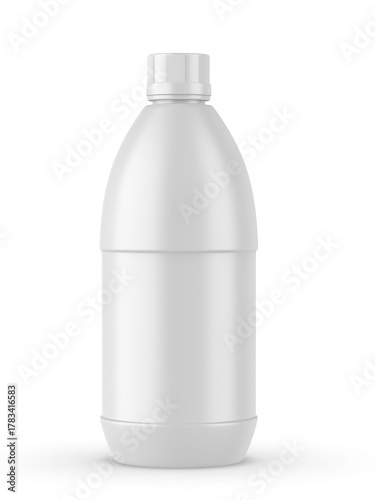 Round HDPE side handle Jerrycan for water, oil, milk and chemical storage on white background for branding and mock up design, 3d  illustration.