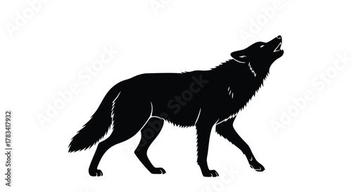 Vector illustration of black wolf howling