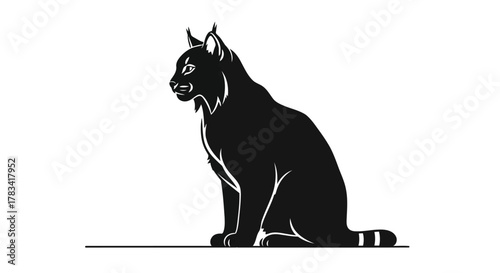 Vector illustration of black lynx sitting