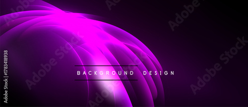 Abstract purple waves create dynamic background. Smooth gradients, flowing lines suggest movement, modern aesthetic. Dark space contrasts bright center.