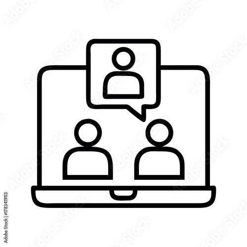 Digital communication online meeting icon representing virtual collaboration and remote teamwork
