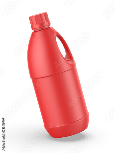 Round HDPE side handle Jerrycan for water, oil, milk and chemical storage on white background for branding and mock up design, 3d  illustration.