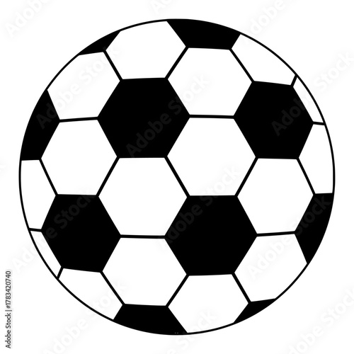 Classic black and white soccer ball with hexagonal and pentagonal panel design, symbolizing team sports and athletic competition