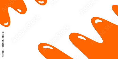 Abstract Orange Blob Splatter Border Vector Frame, Melted Liquid Fluid Corner Element on White Background for Paint, Slime, or Creative Graphic Design