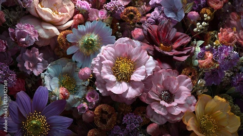A Luxurious Floral Arrangement Showcasing a Harmony of Colors and Textures