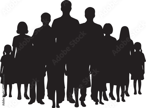 Diverse silhouette family group celebrating human rights day unity and equality for all