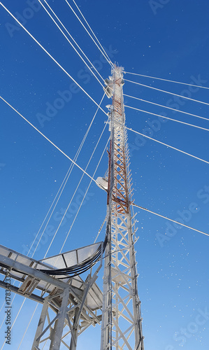 Communication mast on a winter sunny day