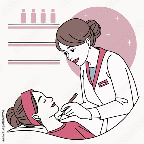 마스크 장갑 쓴 미소 짓는 의사 수술등 아래 주사기 들고 시술 준비 - 유쾌한 의료 전문가 EPS10 벡터 일러스트