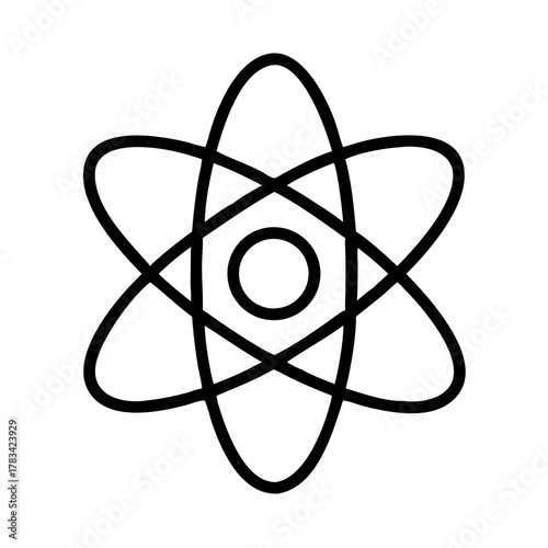 Abstract atomic symbol representing science and discovery with intersecting orbital paths