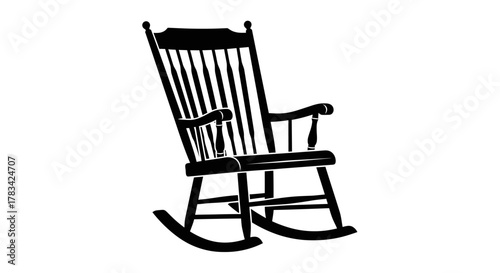 Classic wooden rocking chair vector graphic, symbolizing comfort, relaxation, and domestic tranquility. ideal for home decor, vintage themes, and cozy lifestyle designs.