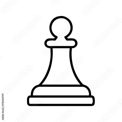 Simple outline drawing of a white chess pawn piece on a white background