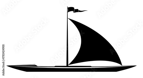 Sailboat silhouette black vector icon on transparent background isolated simple graphic design element for maritime travel adventure and navigation concepts.