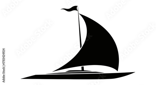 Minimalist black sailboat icon, a symbol of freedom, voyage, travel, and marine exploration, perfect for nautical themes and water sports designs.