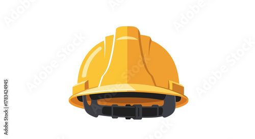 Yellow hard hat for construction and industrial safety, personal protective equipment for builders, engineers, and workers, essential head protection vector.