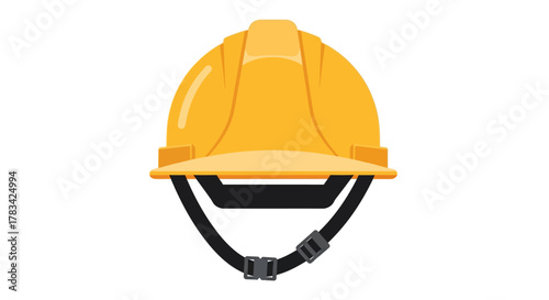 Yellow construction hard hat illustration, essential personal protective equipment for safety on building sites and industrial work environments