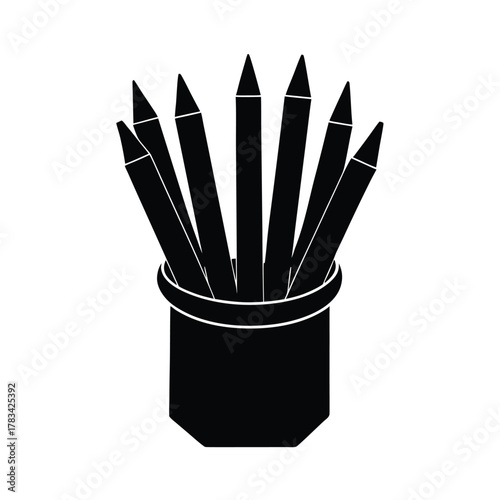 Creative Art Supplies Pencils Silhouette White Background