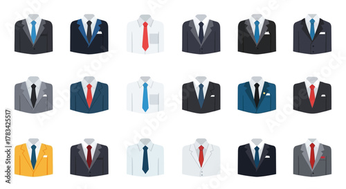 Collection of Business Suits and Shirts for Professional Attire.