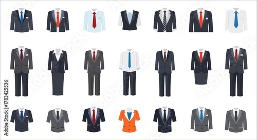 Collection of Mens Suits and Formal Attire.