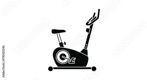 Stationary exercise bike icon representing fitness, health, and indoor workout routines for cardio training, physical activity, and home gym equipment
