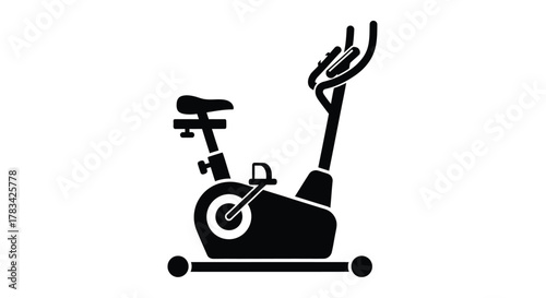 Stationary exercise bike icon representing fitness, cardio workout, indoor cycling, and gym equipment for health and wellness activity.