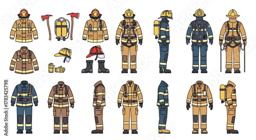 Firefighter Uniforms and Equipment A Comprehensive Collection.
