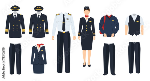 Pilot and Flight Attendant Uniforms Professional Aviation Attire.