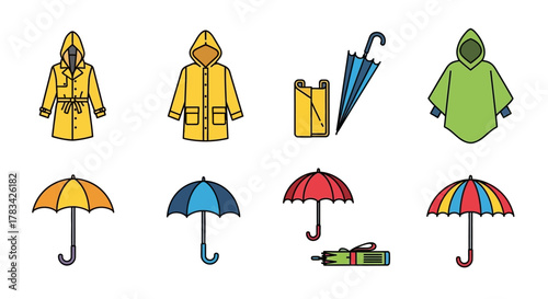 Rainy Day Essentials Raincoats and Umbrellas Collection.