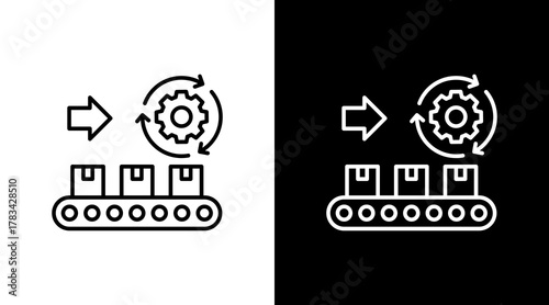 Conveyor Belt  White Icon Set Design