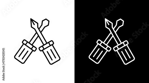 Screwdriver  White Icon Set Design