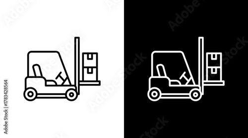 Forklift  White Icon Set Design