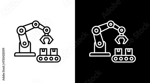 Assembly Line  White Icon Set Design