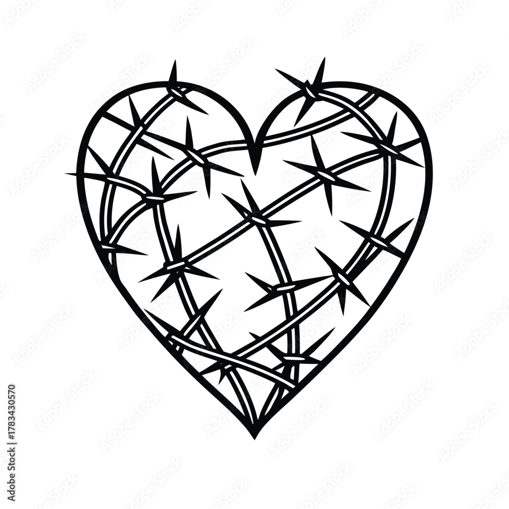 Fototapeta premium Heart of Barbed Wire
