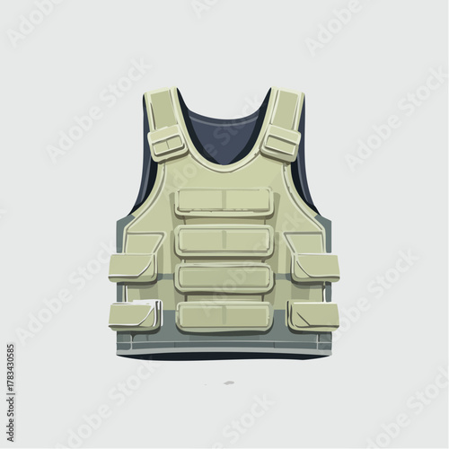 Stylized illustration of a tactical vest on neutral background
