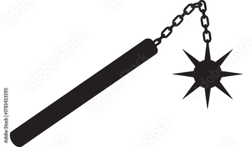 Flail weapon illustration a medieval spiked ball and chain isolated on white background