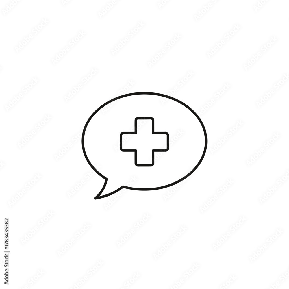 Fototapeta premium Medical advice chat bubble line icon isolated on white.