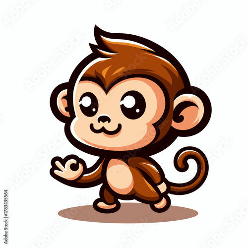 귀여운 원숭이 마스코트 세트 - 사랑스러운 카와이 치비 영장류 캐릭터 반다나 모자 스카프 표정 포함, 재미 만화 벡터 팩 EPS10 일러스트