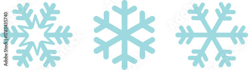 Snow Flake icon set. Minimalist winter symbols. Abstract geometric vector graphic element for New Year design. Crayon hand drawn snow flake collection. Isolated linear snow flake pictogram collection.