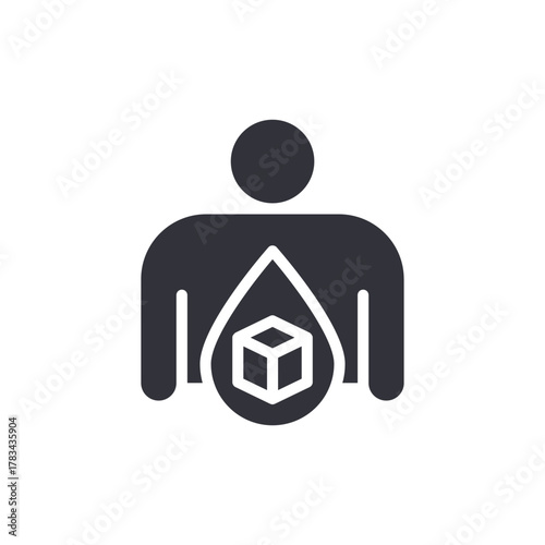 Man Silhouette With Box Inside A Drop Icon