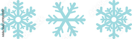 Snow Flake icon set. Minimalist winter symbols. Abstract geometric vector graphic element for New Year design. Crayon hand drawn snow flake collection. Isolated linear snow flake pictogram collection.