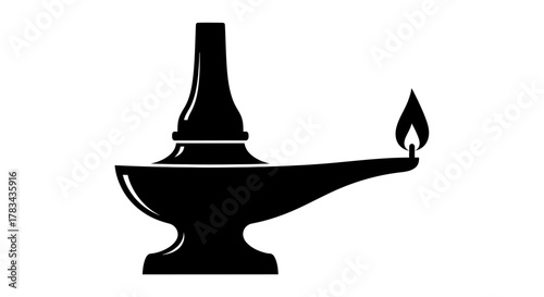 Oil lamp icon vector illustration, a classic symbol of light, wisdom, knowledge, tradition, magic, and hope, perfectly isolated on a clean white background.