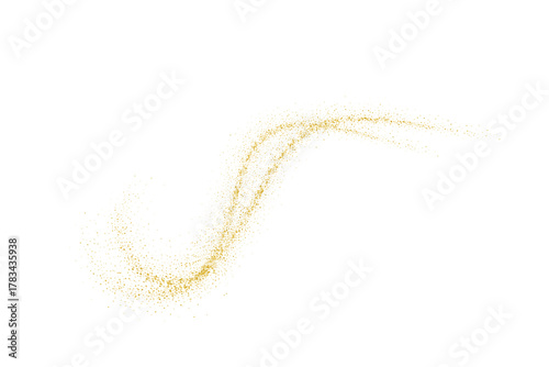 Abstract Shiny Gold Glitter Wave design element. Isolated PNG Design Element. Merry Christmas and Happy New Year Decoration.Transparent Background. For invitation and greeting card Bg