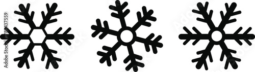 Snow Flake icon set. Minimalist winter symbols. Abstract geometric vector graphic element for New Year design. Crayon hand drawn snow flake collection. Isolated linear snow flake pictogram collection.