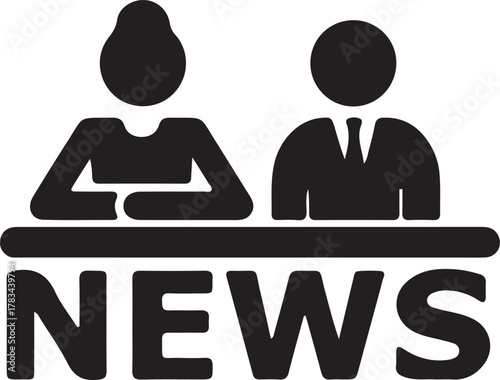 News presenters on tv show just in news concept