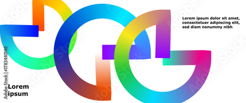 Dynamic geometric shapes intertwine in a vibrant display of color, creating a visually stimulating backdrop. The composition is sleek and contemporary, perfect for modern design applications.