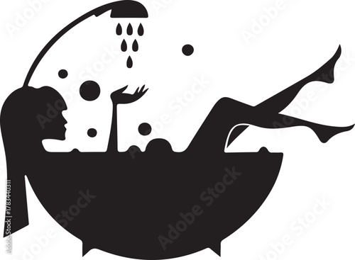 Silhouette of a woman relaxing in a bathtub